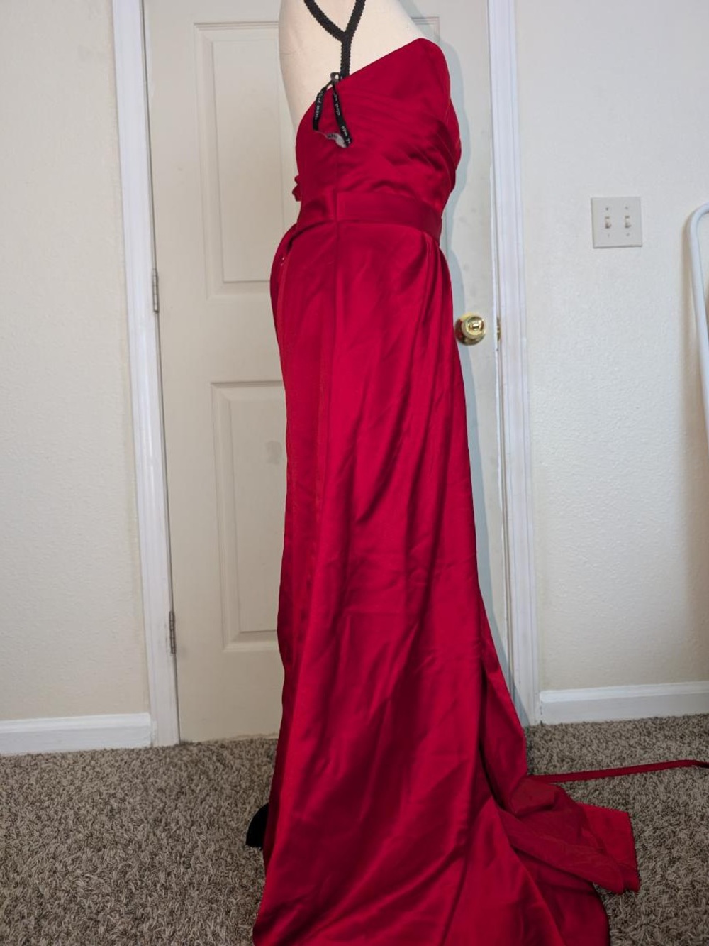 Alfred Angelo Strapless Red Satin Formal Gown